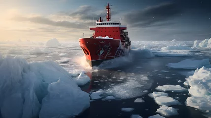 Fotobehang  icebreaker sailing through the Arctic Sea © toomi123