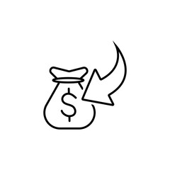 Naklejka premium Money Bag Icon line, save money, income salary rising, line symbols on white background.