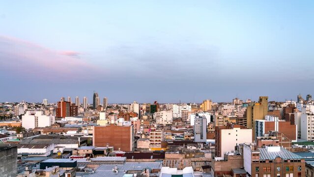 Sunset timel apse over Cordoba Argentina skyline with clear skies