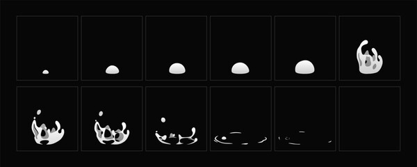 Bubble burst effect. liquid bubble animation sprites sheet for 2D animation. game, cartoon, video, animation or motion design. lava bubble burst.