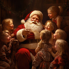 Weihnachtsmann mit Kindern
