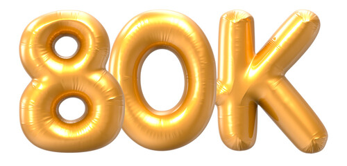 80K Number Gold 3D Rendering