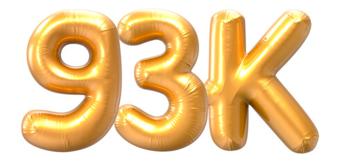 93K Number Gold 3D Rendering