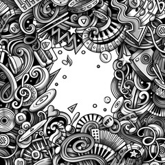 Music vector doodles illustration. Musical frame design