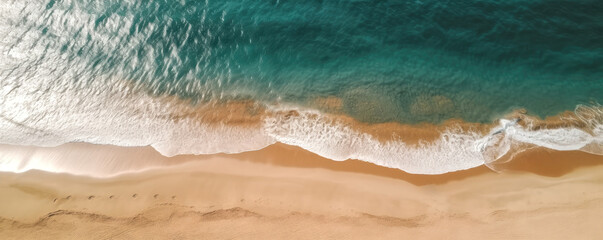 Panoramic aerial view of the beach and sea.