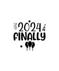 Naklejka premium Happy New Year SVG Bundle, Hello 2024 Svg, New Year Decoration, New Year Sign, Silhouette Cricut, Printable Vector, New Year Quote Svg