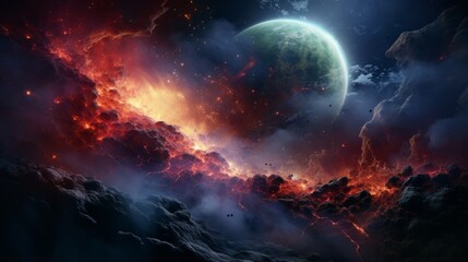 Fototapeta premium A space scene with a planet in the background