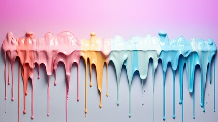 A row of paint drips on a wall - obrazy, fototapety, plakaty