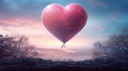 Fototapeta premium A heart shaped balloon floating in the air