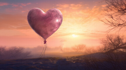 Fototapeta premium A heart shaped balloon floating in the air