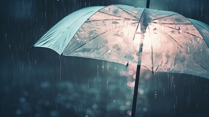 An umbrella in the rain