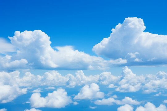 A beautiful image of a blue sky filled with fluffy clouds. Generative AI