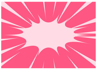 Pink banner with speech bubble. Pop art halftone background. Comic starburts pattern. Vector graphic