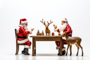 Santa Claus rides in a decoration for Cristmas holiday festival.