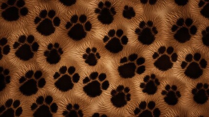 A brown and black animal print with paw prints - obrazy, fototapety, plakaty
