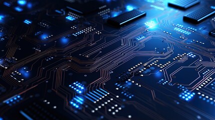 Obraz premium Circuit motherboard network technology background, AI generative