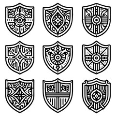set of shield icon logo vector