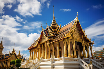 Fototapeta premium Beautiful Temple of the Emerald Buddha in Bangkok, Thailand landmark, Wat Phra Kaew 