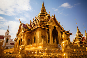 Fototapeta premium Beautiful Temple of the Emerald Buddha in Bangkok, Thailand landmark, Wat Phra Kaew 