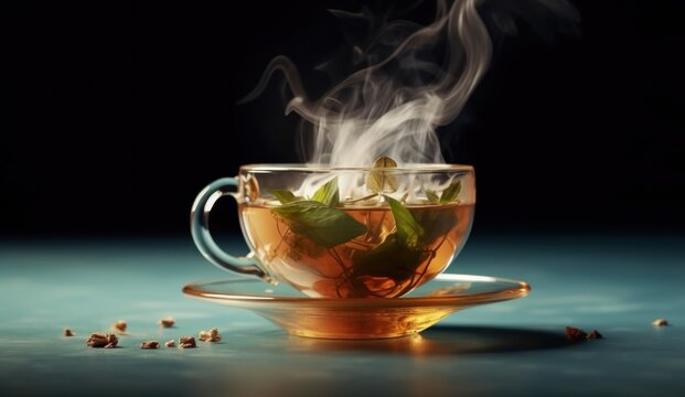 Cup of hot tea . Tea concept with a copy space.