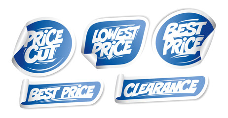 Price cut, lowest price, best price, clearance - stickers collection