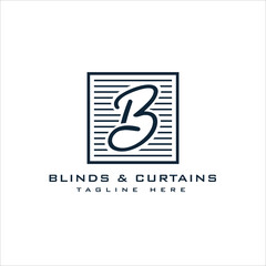 Blinds and curtains logo design concept minimalist design