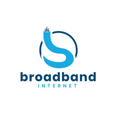 Broadband internet connection logo design concept letter mark B Monogram