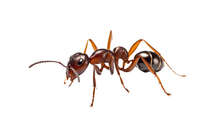 Red ants on transparent background PNG. Macro image of ants.