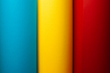 Rolls of splash paper for creativity. Three colours - light blue, lemon yellow, deep red. Text...