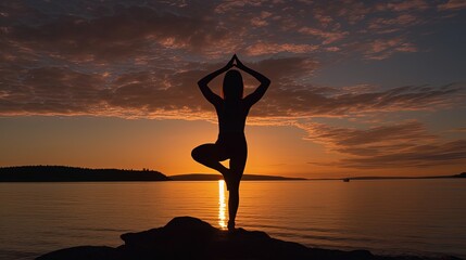 silhouette yoga at beach