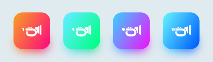 Horn solid icon in square gradient colors. Trumpet signs vector illustration.