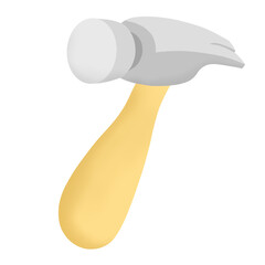 Hammer with Wooden Handle Tool Icon Graphic Clipart Cartoon