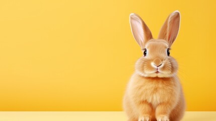 Obraz premium cute animal pet rabbit or bunny white color smiling and laughing isolated with copy space for easter background, rabbit, animal, pet, cute, fur, ear, mammal, background, celebration, generate by AI