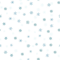 Blue snowflakes seamless pattern. Vector winter illustration for packaging, cards, textiles.