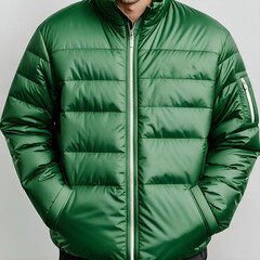 Man with green puffer jacket