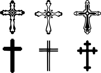 Christianity cross icons set. High HD resolution illustration for Seasonal greeting designing. Cross as Spirituality symbol. 