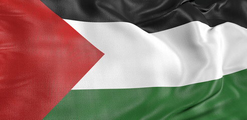 palestine - the Palestinian flag, a flag waving in the hand - 3D image