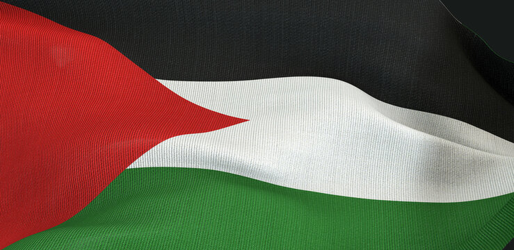 palestine - the Palestinian flag, a flag waving in the hand - 3D image