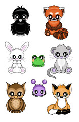 set of cute kawaii animals illustration 2