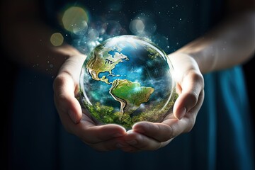 the earth is in hands, concept of accelerating pace of global warming, high level of carbon emissions
