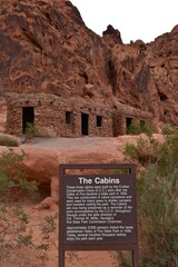 Sign for the Cabins at Valley of Fire State Park in Nevada