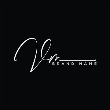 VM letter beauty handwriting vector logo. 