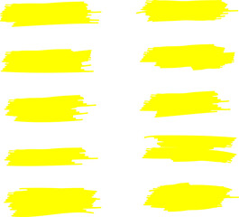 Highlighter line yellow marker strokes lines vector. Yellow watercolor hand drawn highlight set. Marker pen highlight strokes.