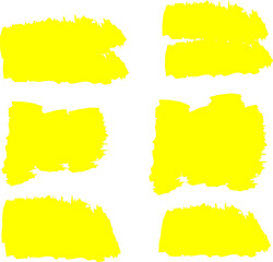 Obraz premium Highlighter line yellow marker strokes lines vector. Yellow watercolor hand drawn highlight set. Marker pen highlight strokes.