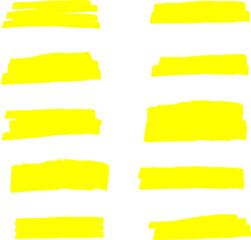 Highlighter line yellow marker strokes lines vector. Yellow watercolor hand drawn highlight set. Marker pen highlight strokes.