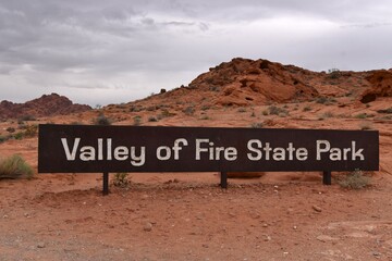 Sign for Valley of Fire State Park in Nevada