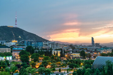 Sunset in Tbilisi, Georgia - obrazy, fototapety, plakaty