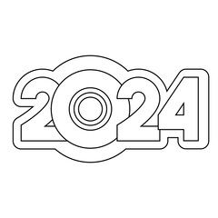 Happy new year 2024 logo concept. With numbers stacked on top of each other, with white background