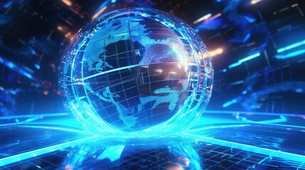 3D image of modern technology, hologram digital globe earth  technology screen background.