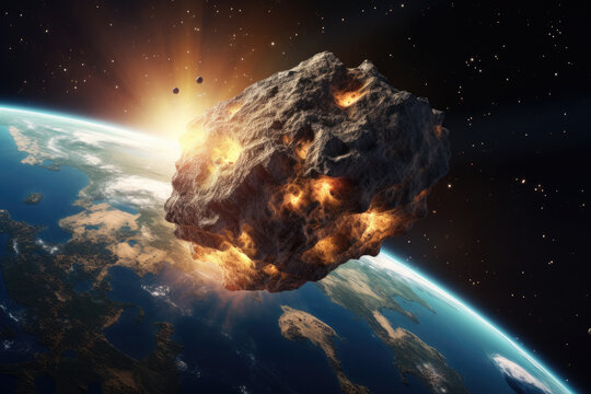 Asteroid heading towards Earth seen from space